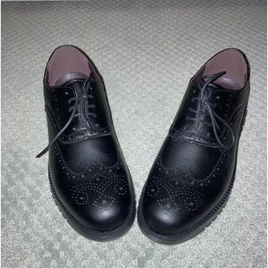 🍎 TEMU Mens Size 11 Black Wingtip Dress Shoes Brogue Lace Up Oxfords NIB